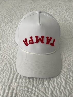 Reverse White Baseball Cap with Black Label